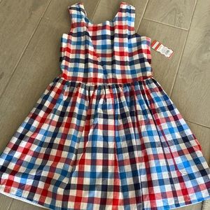 NWT Cat & Jack Gingham Red/blue patriotic dress with ruched bow back